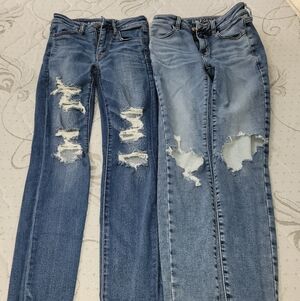 2 AE Jeans for $13.00. Stylish Distressed Blue Jeans